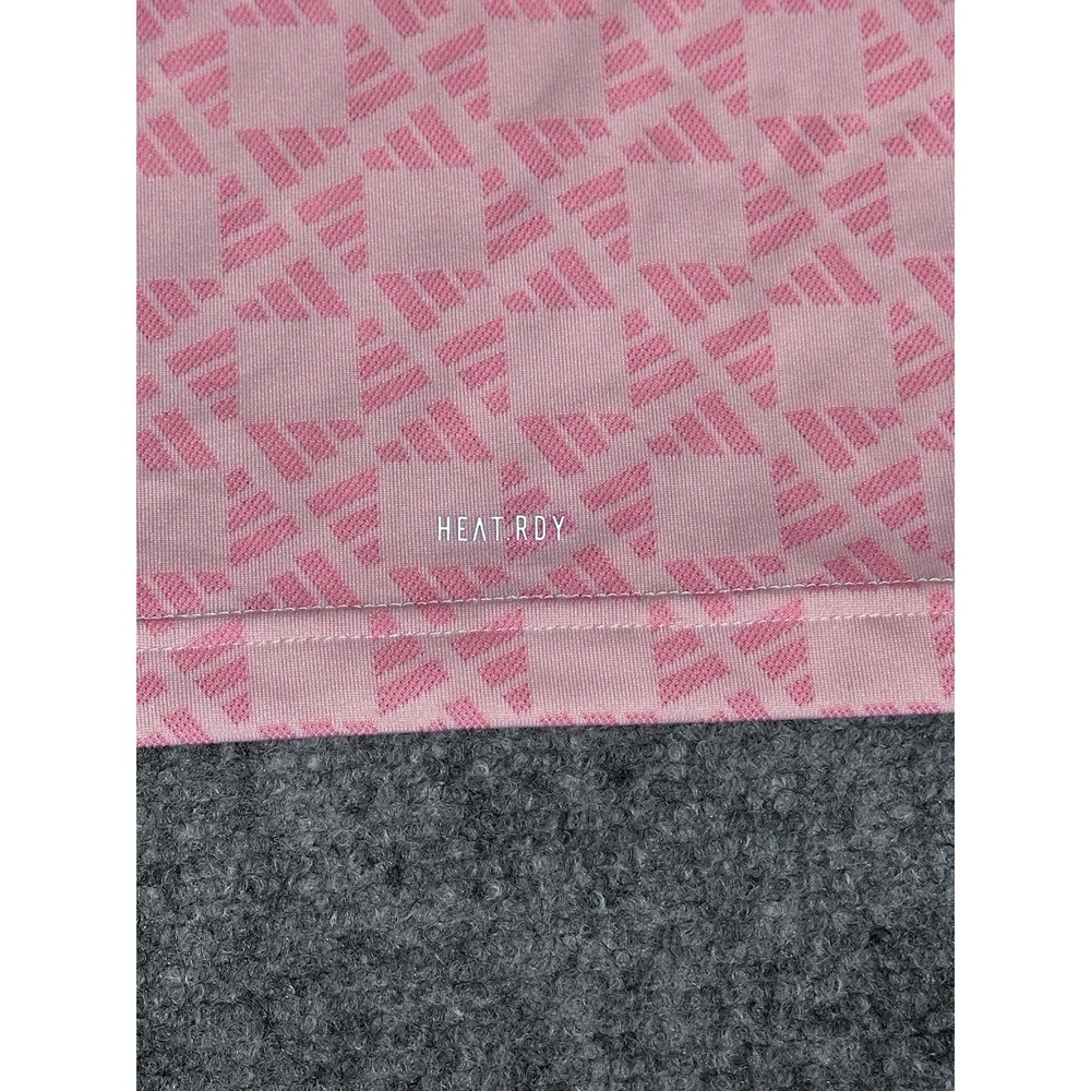 adidas HEAT.RDY Polo Shirt Size M‎ Pink Geo "A" Pattern Performance Tee